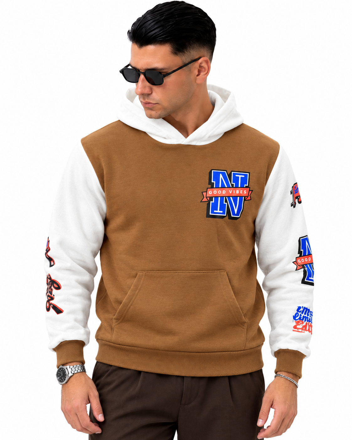 FELPA GOOD VIBES Marrone - fronte