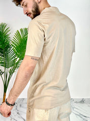 T-SHIRT IN LINO 5 BOTTONI COL.SABBIA