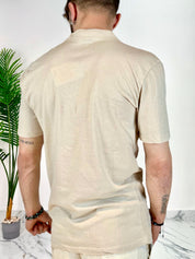 T-SHIRT IN LINO 5 BOTTONI COL.SABBIA