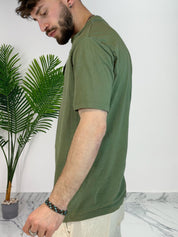 T-SHIRT IN LINO 5 BOTTONI COL.VERDE