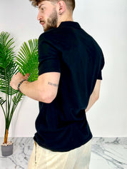 T-SHIRT IN LINO 5 BOTTONI COL.NERO