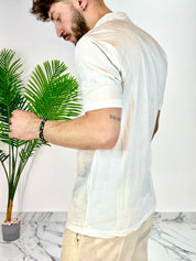 T-SHIRT IN LINO 5 BOTTONI COL.BIANCO