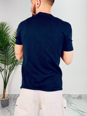T-SHIRT IN LINO 5 BOTTONI COL.BLU