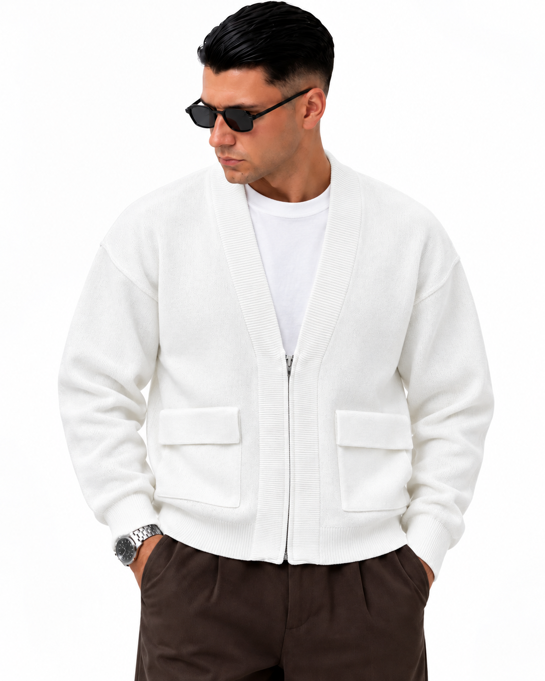 Cardigan Chelsea bianco, fronte