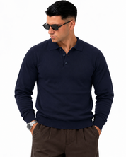 Polo manica lunga WFM002 Blu — vista frontale