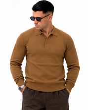 Polo manica lunga WFM002 Tabacco — vista frontale