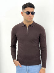 POLO CON ZIP A NIDO D'APE