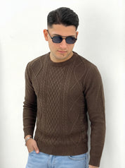 MAGLIONE GIROCOLLO INTRECCIATO 23-631 col. MARRONE