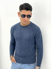 MAGLIONE GIROCOLLO INTRECCIATO 23-631 col. JEANS