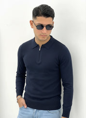 POLO CON ZIP CON TRAMA PIQUET