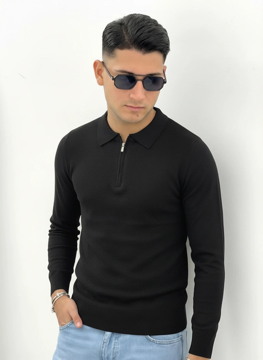 POLO CON ZIP CON TRAMA PIQUET