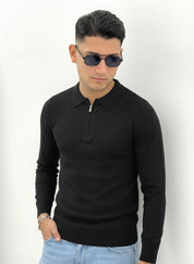 POLO CON ZIP CON TRAMA PIQUET