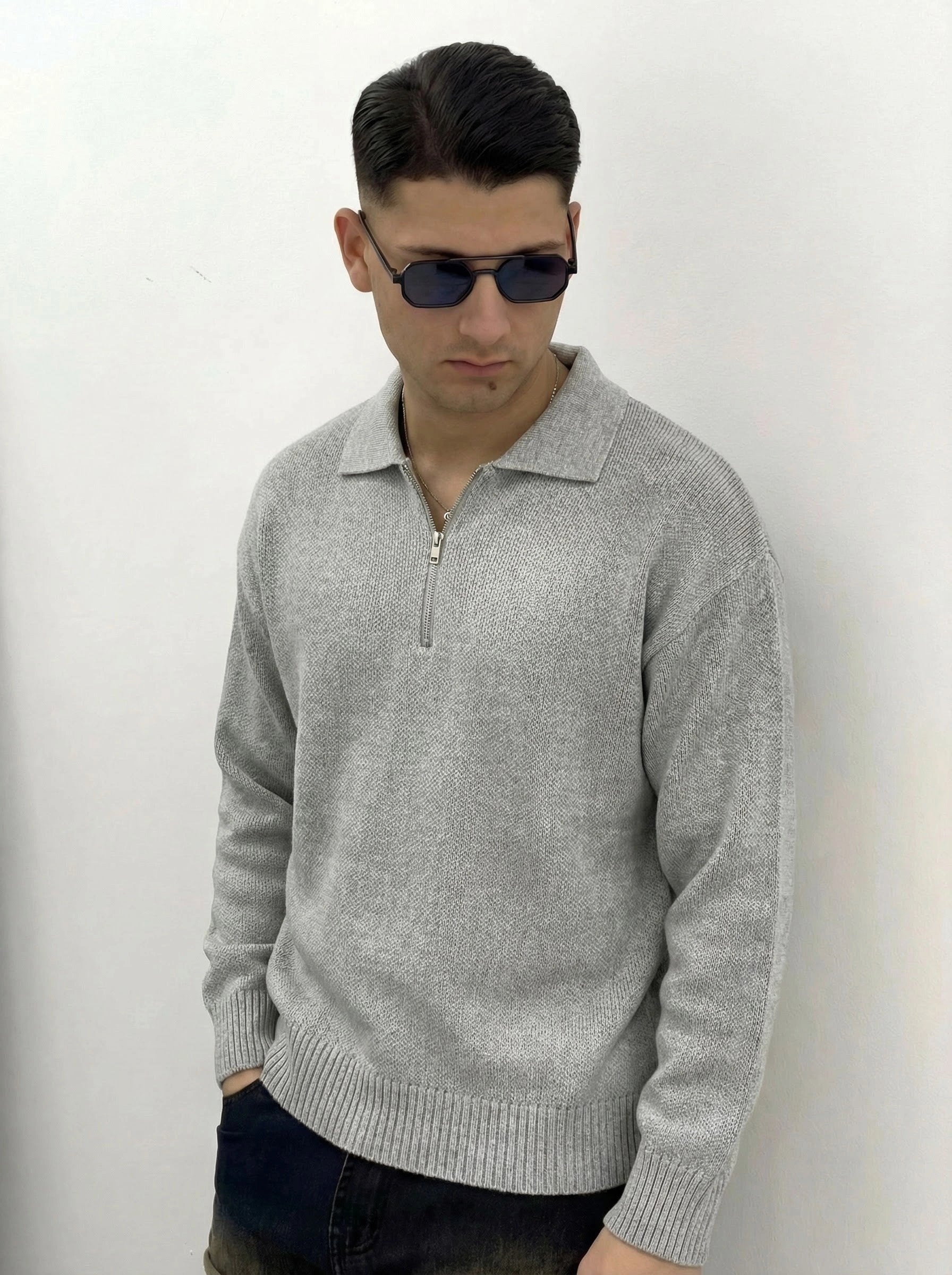 MAGLIONE ZIP IN FILO
