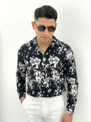 CAMICIA FLOWER IN VISCOSA COL.NERO
