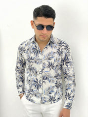 CAMICIA IN LINO FANTASIA PALME Z225S
