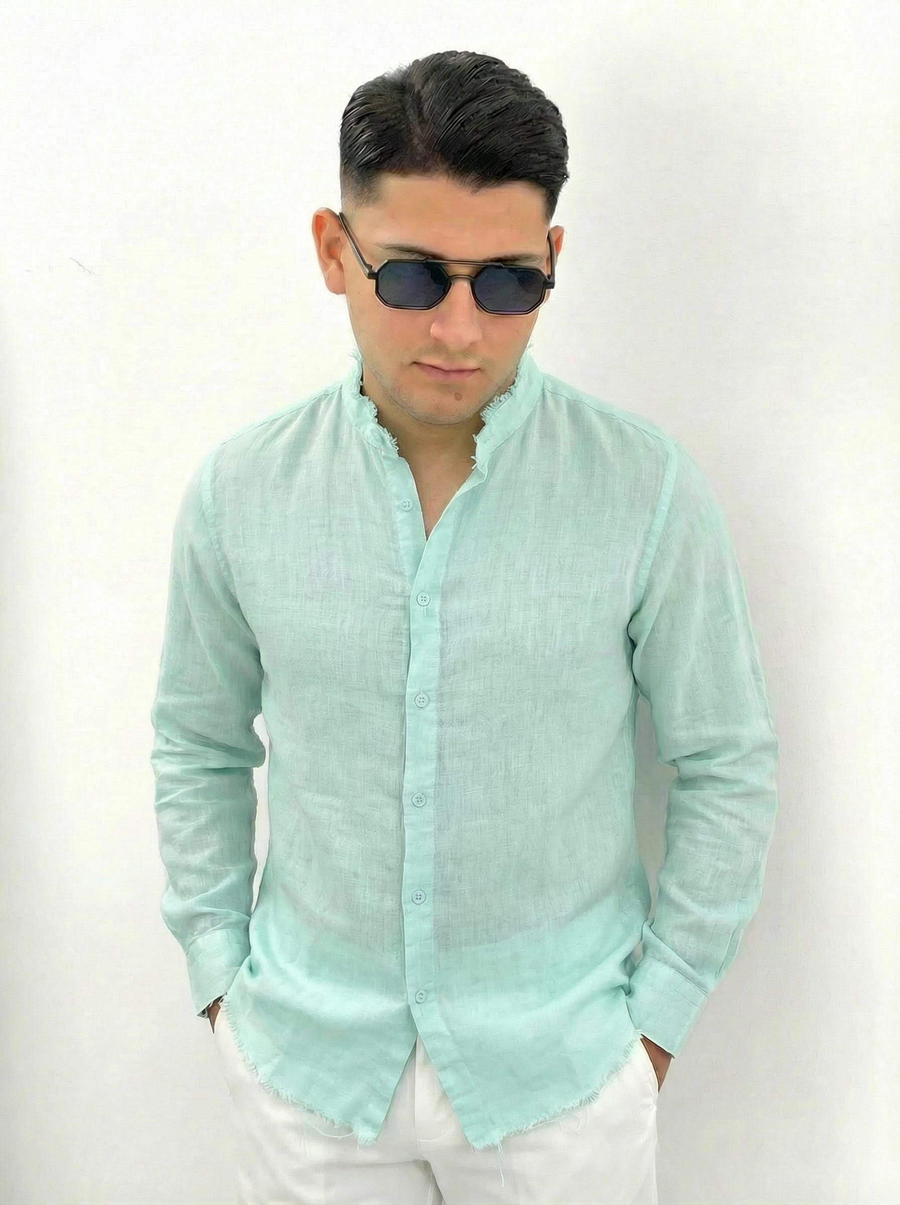 CAMICIA IN LINO SFRANGIATA