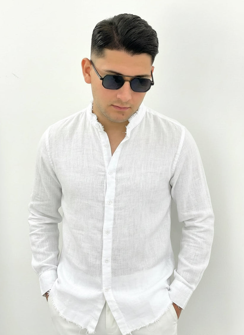 CAMICIA IN LINO SFRANGIATA