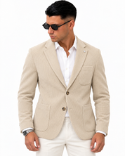 Giacca Old Money in velluto Beige, vista fronte