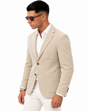 Giacca Old Money in velluto Beige, vista lato