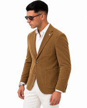 Giacca Old Money in velluto Khaki, vista lato