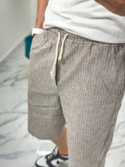 BERMUDA IN LINO RIGATA 397 col.CAMMELLO