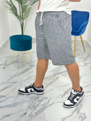 BERMUDA IN LINO RIGATA 397 col.NERO