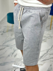 BERMUDA IN LINO RIGATA 397 col.GRIGIO