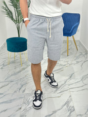 BERMUDA IN LINO RIGATA 397 col.GRIGIO