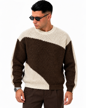 Maglione Amsterdam Marrone/Panna fronte