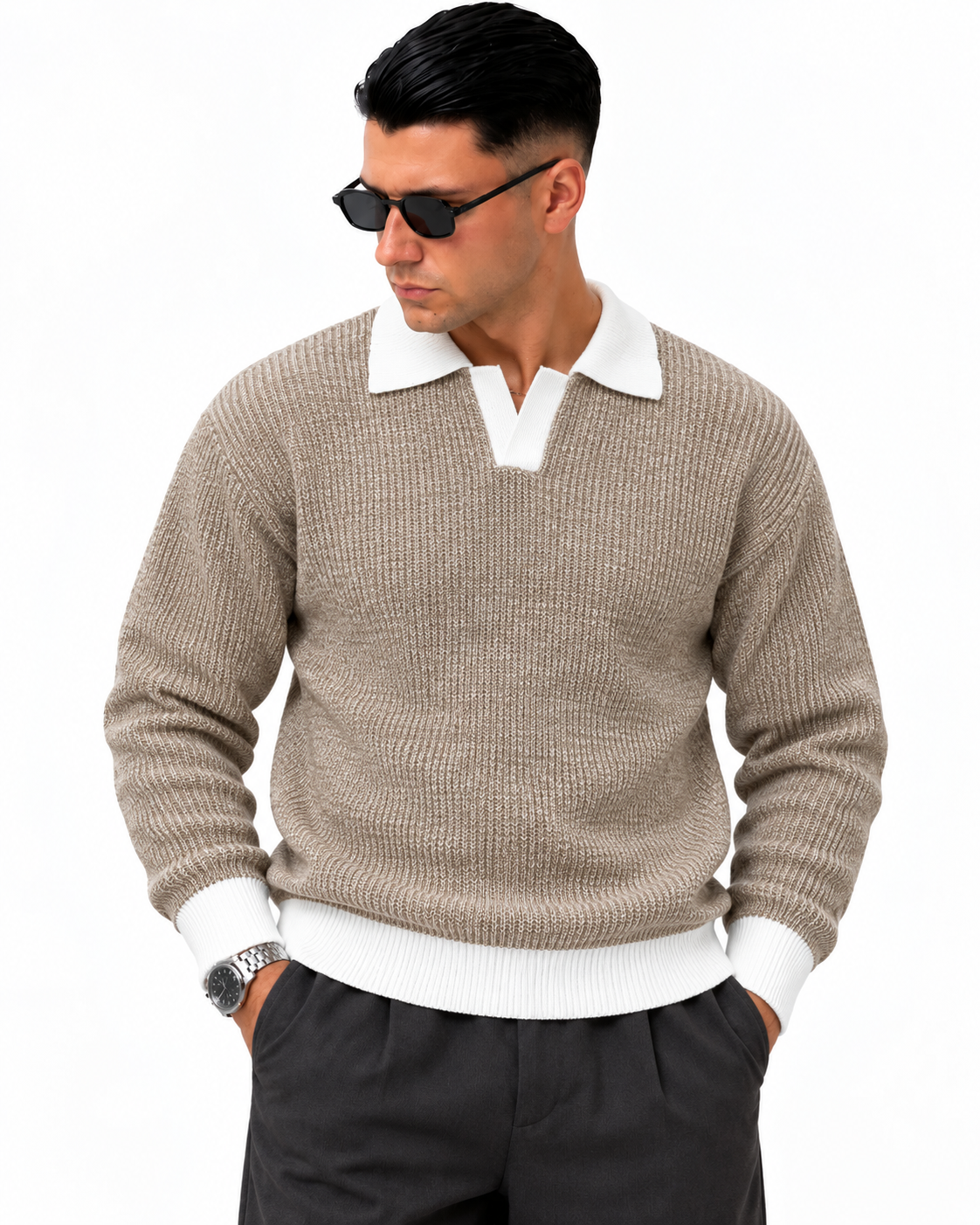 Maglione College beige, fronte