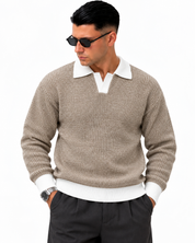Maglione College beige, fronte