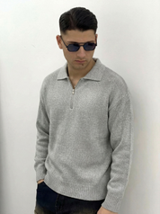 MAGLIONE ZIP IN FILO