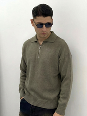MAGLIONE ZIP IN FILO