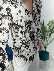 CAMICIA FLOWER IN VISCOSA COL.BIANCO