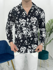 CAMICIA FLOWER IN VISCOSA COL.NERO