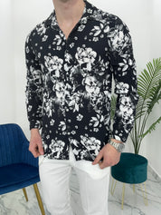 CAMICIA FLOWER IN VISCOSA COL.NERO