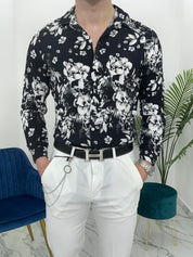 CAMICIA FLOWER IN VISCOSA COL.NERO