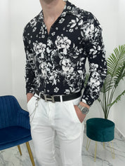 CAMICIA FLOWER IN VISCOSA COL.NERO