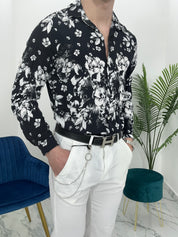 CAMICIA FLOWER IN VISCOSA COL.NERO