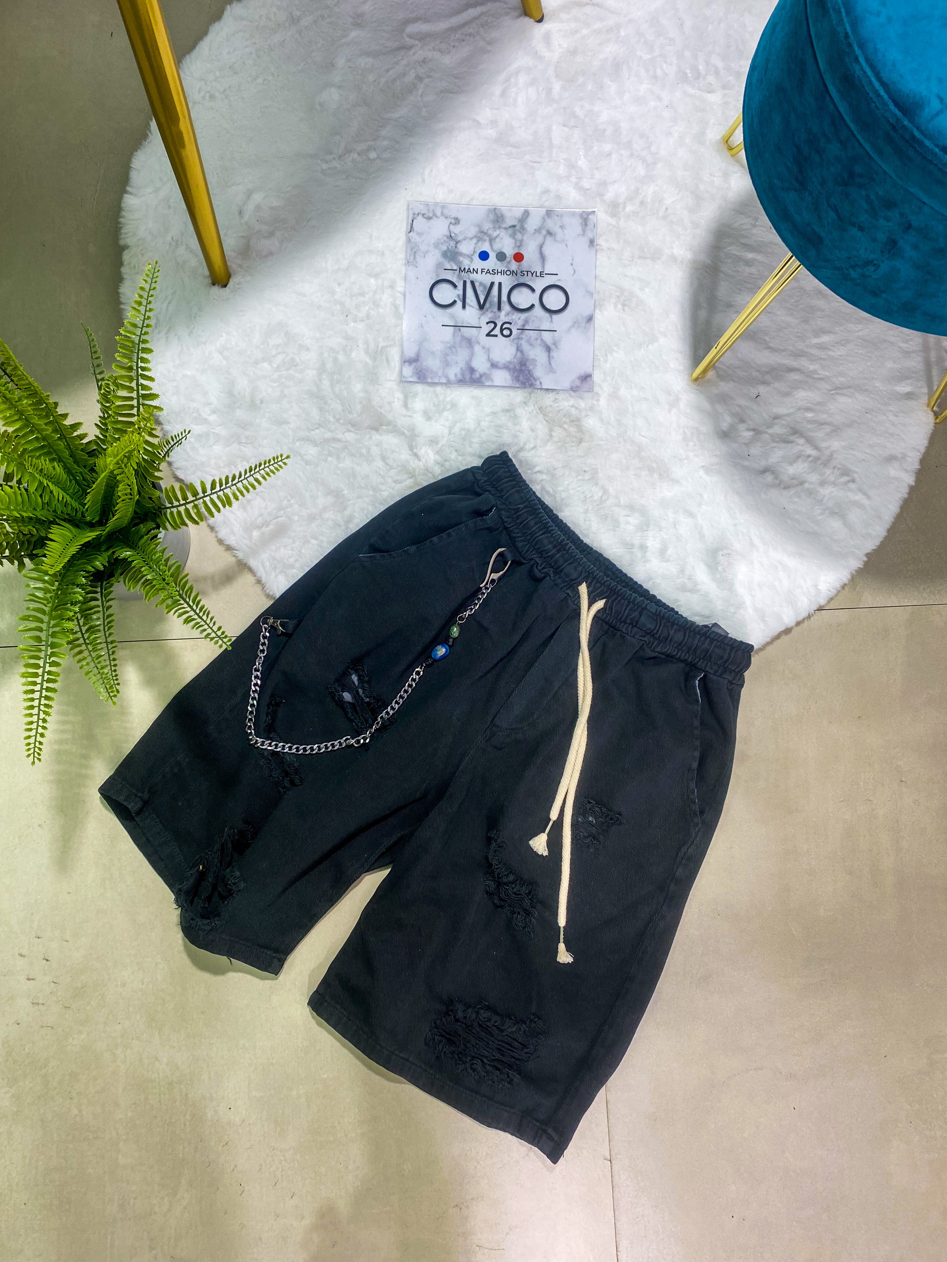 PANTALONCINI CON STRAPPI - col.NERO