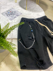 PANTALONCINI CON STRAPPI - col.NERO