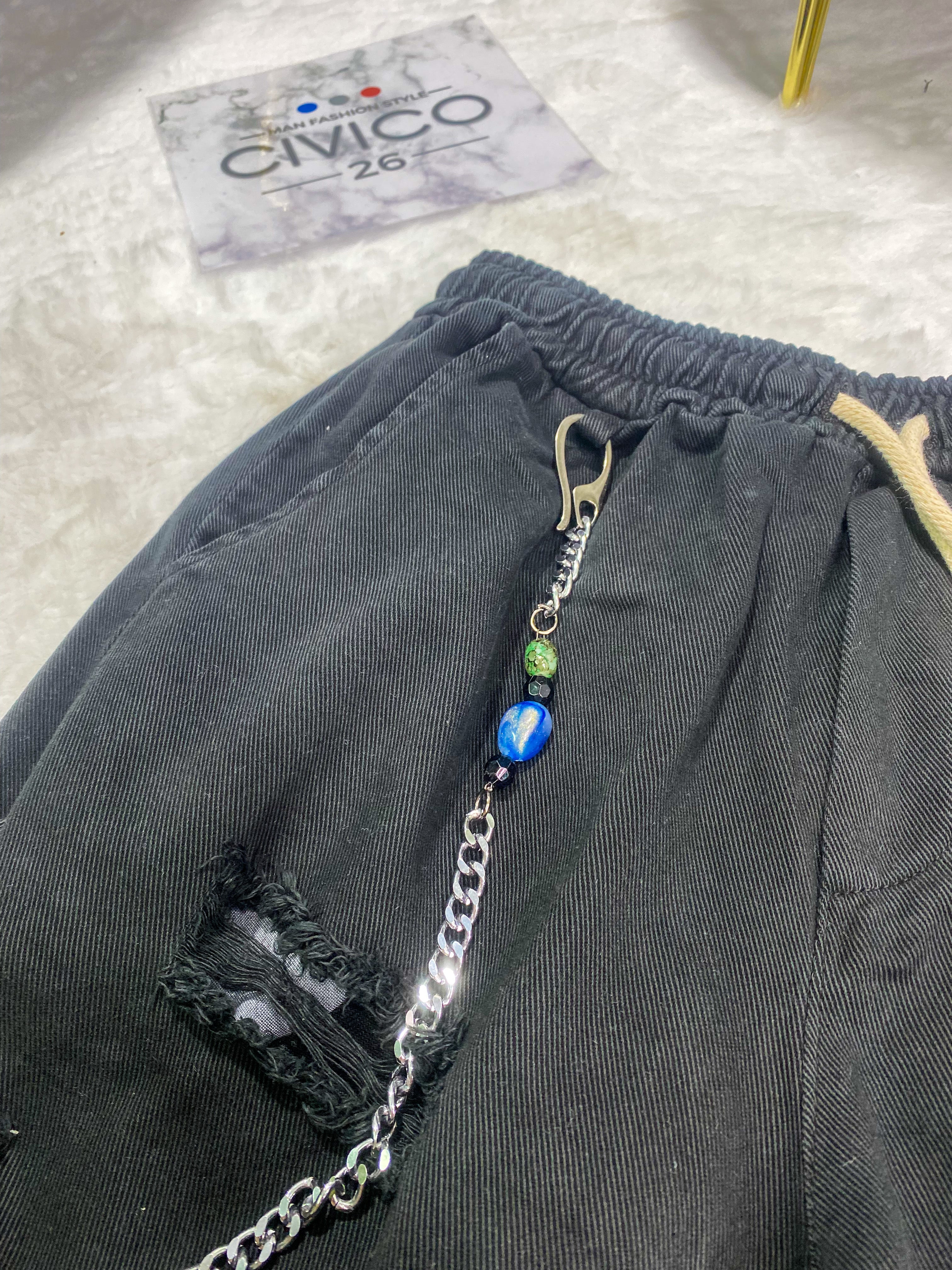 PANTALONCINI CON STRAPPI - col.NERO