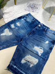 PANTALONCINI BLUE RIPPED C338