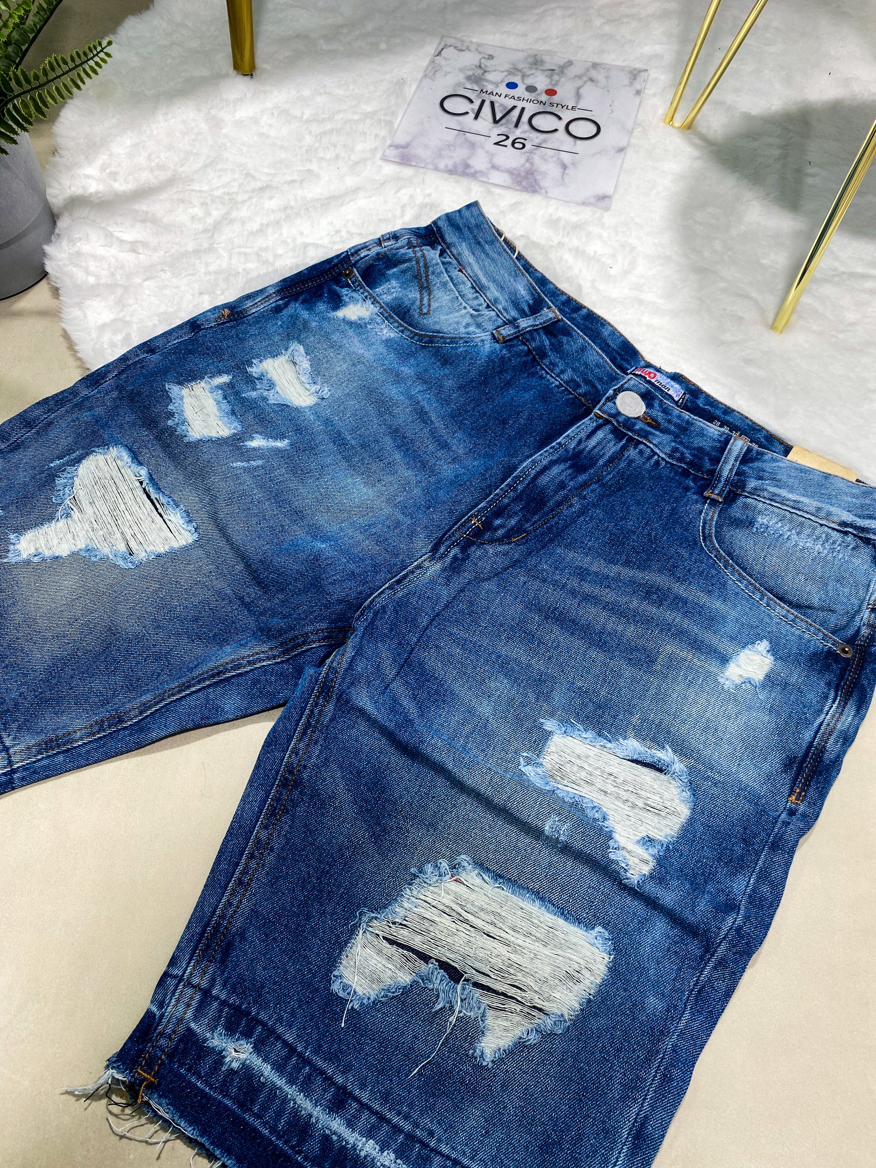 PANTALONCINI BLUE RIPPED C338