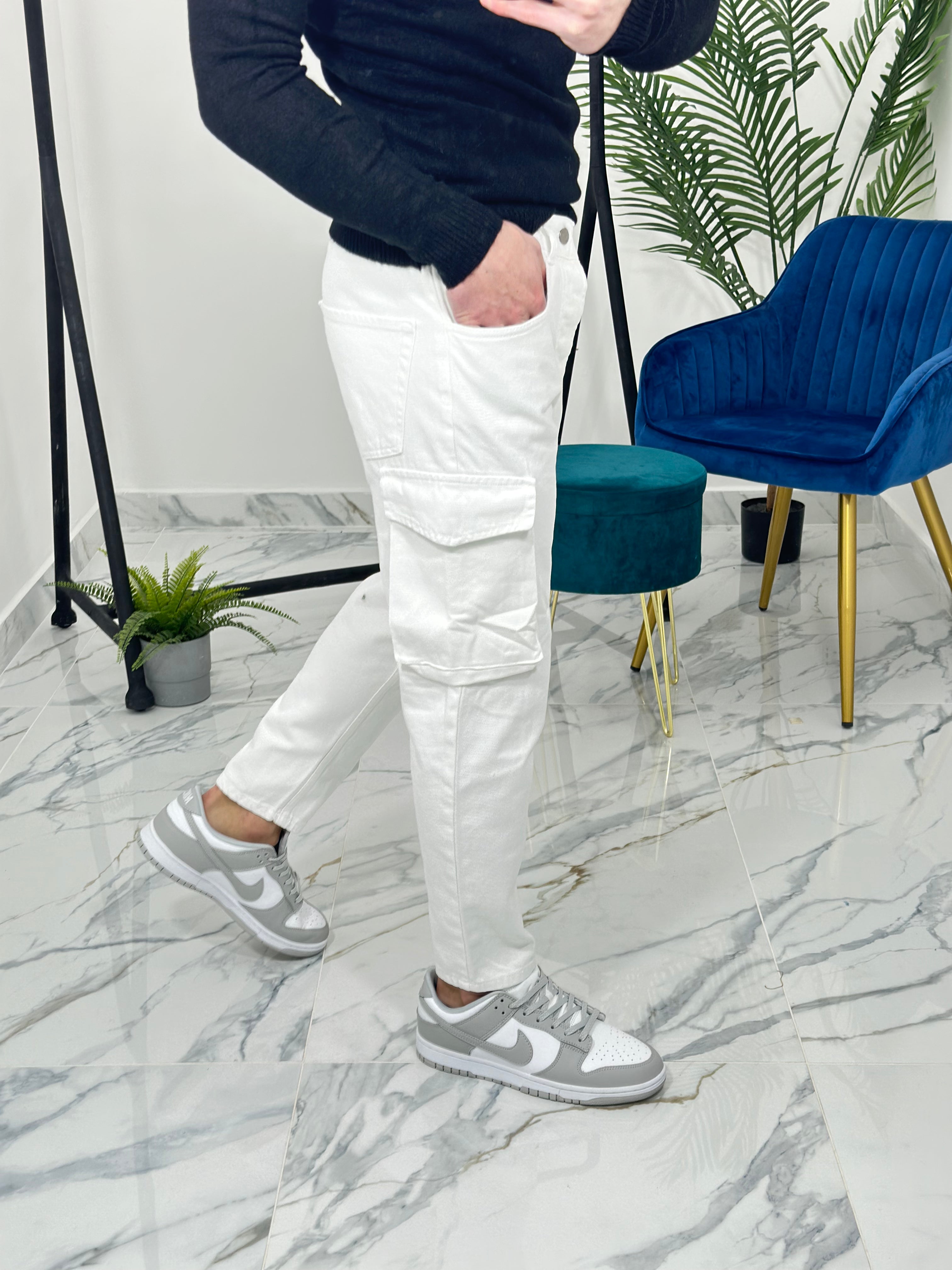 PANTALONE CARGO SINGAPORE col.BIANCO