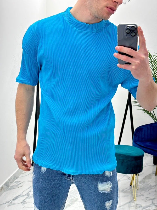 T-SHIRT EFFETTO VELLUTO COL.TIFFANY