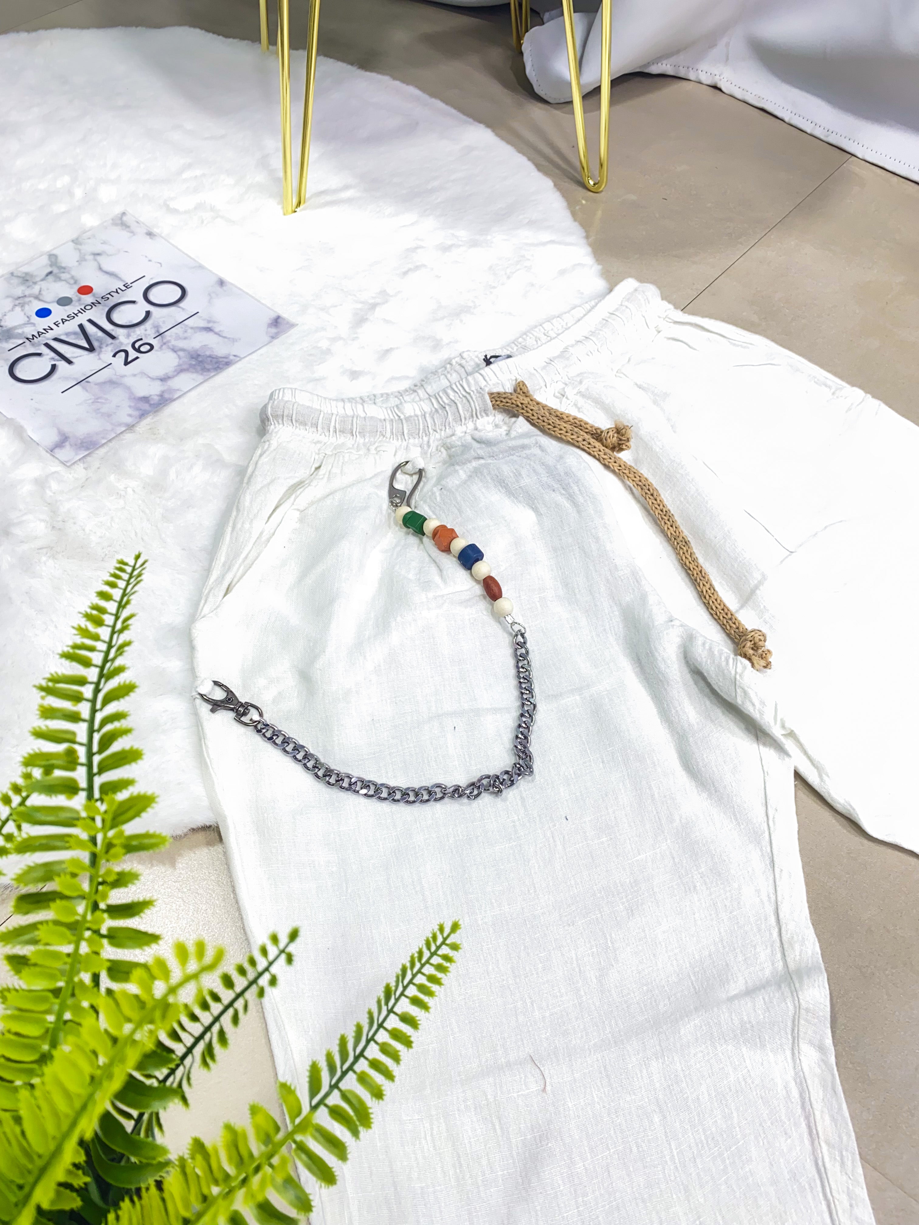PANTALONI IN LINO UG5000 - col.BIANCO