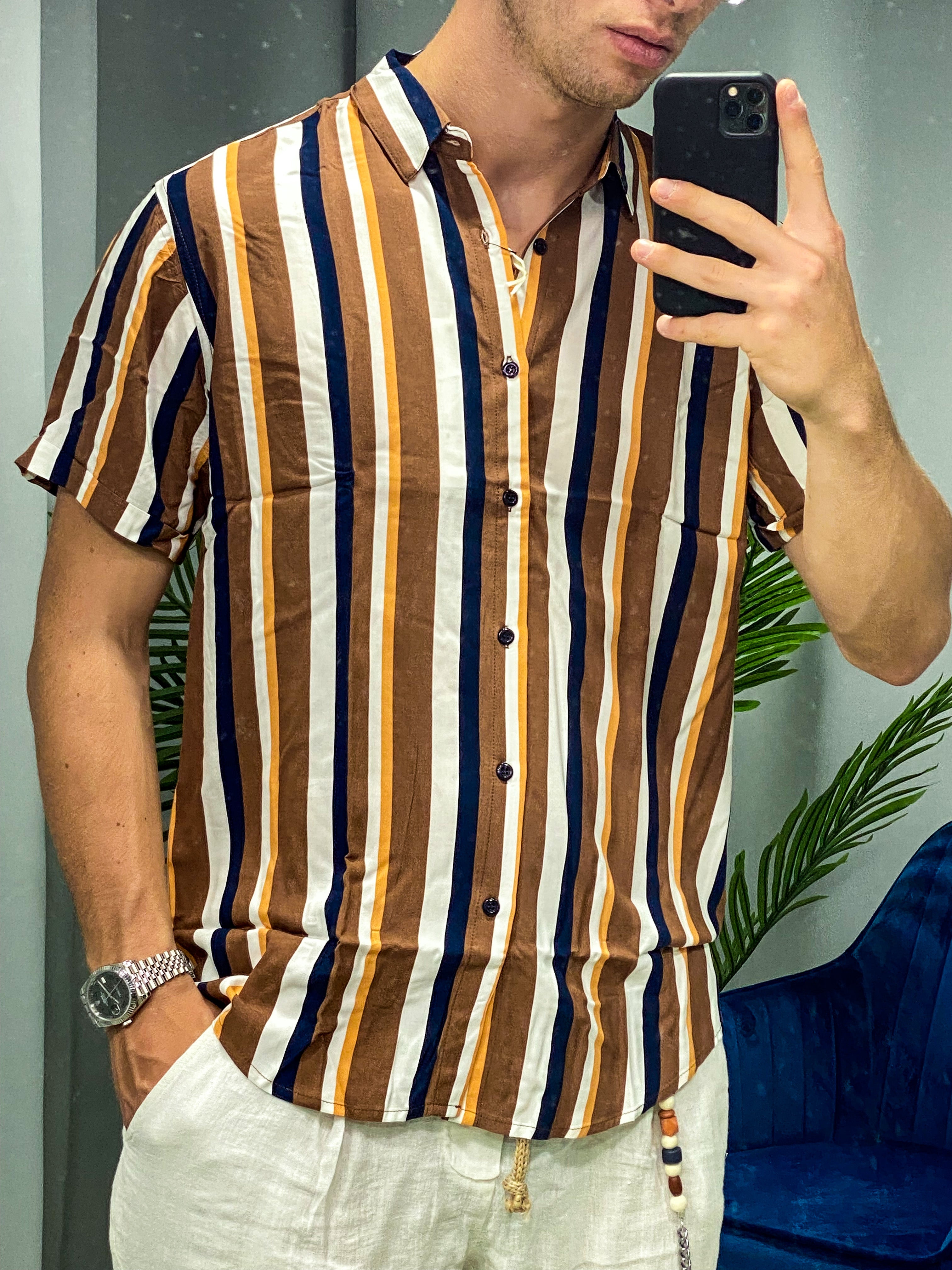 CAMICIA A STRISCE IN VISCOSA 013