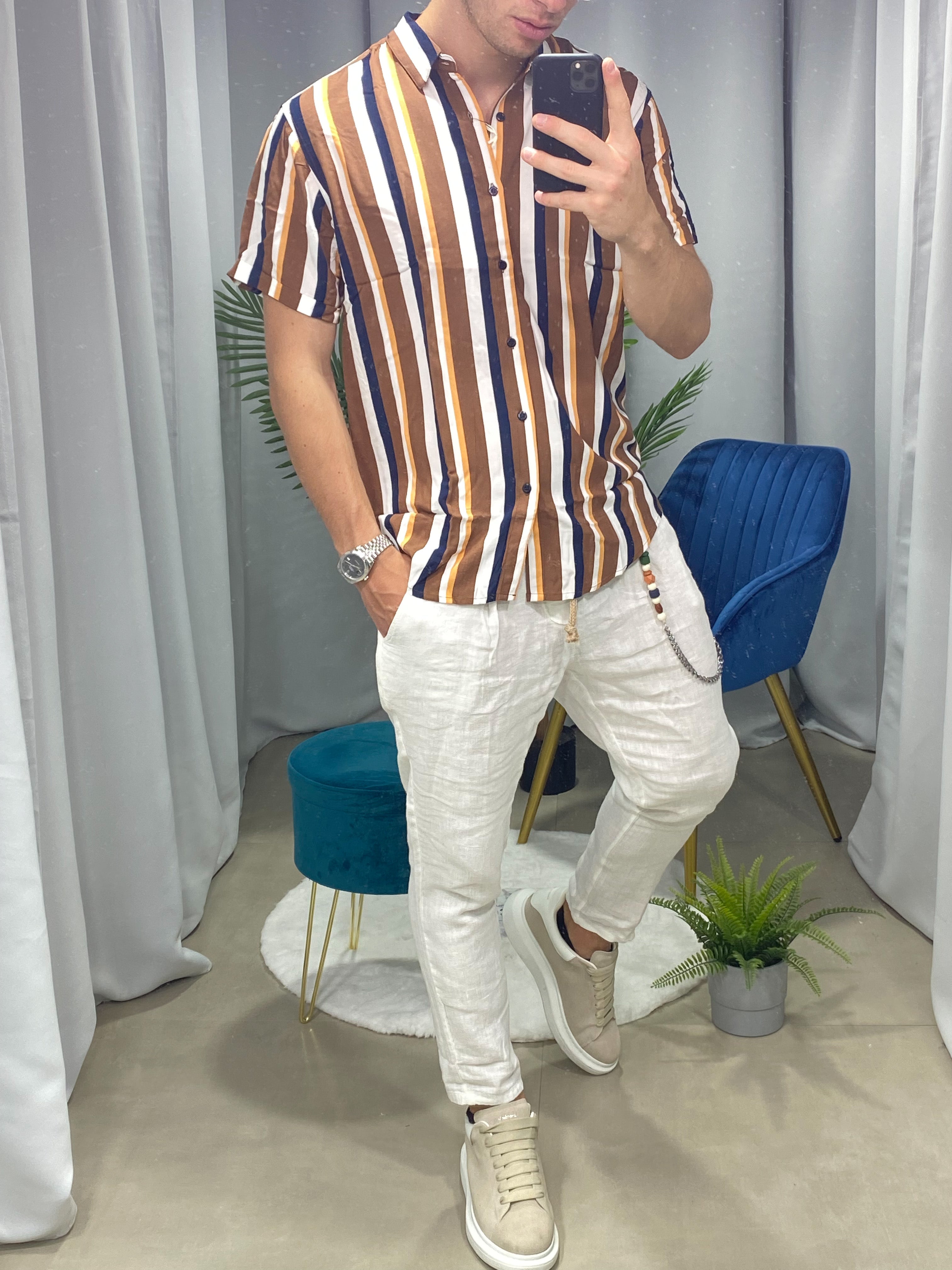CAMICIA A STRISCE IN VISCOSA 013
