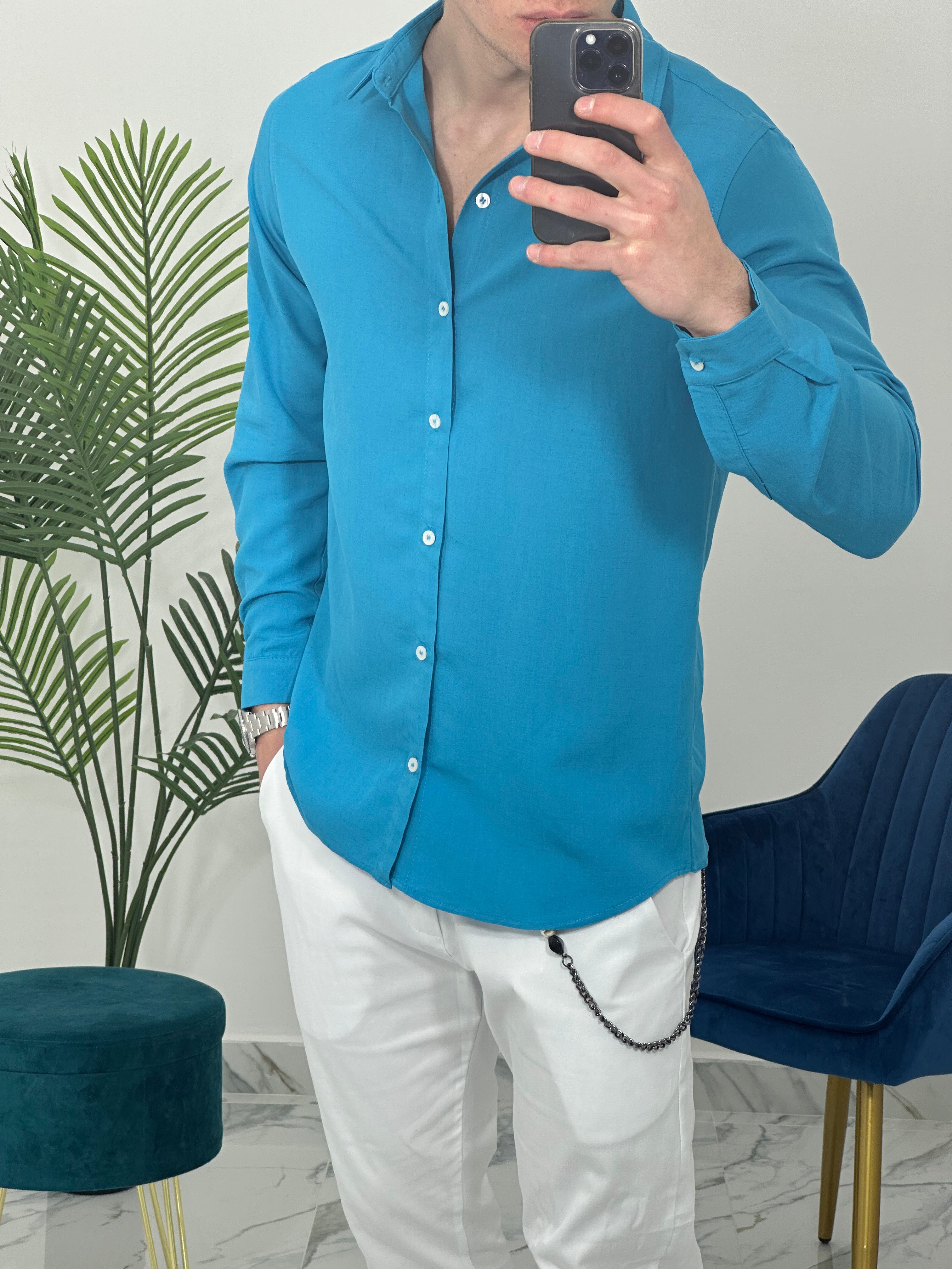 CAMICIA BASIC IN VISCOSA col.OTTANIO